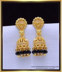 Erg1898 - Gold Plated Black Beads Jhumka Earrings Gold Model