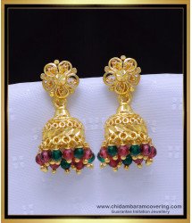 Erg1903 - Beautiful Crystal Beads Daily Wear Gold Jhumkas Designs