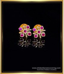 ERG1975 - New Impon Daily Wear Ruby Stone Earrings Gold Design
