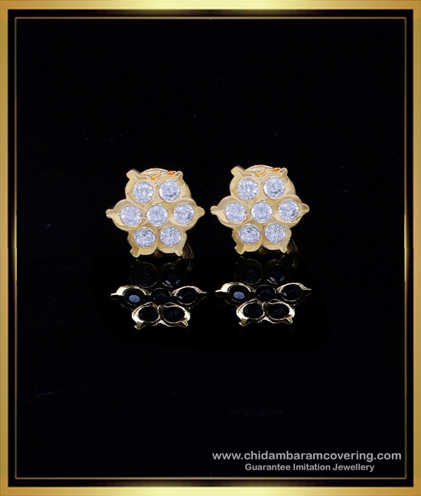 gold plated earrings, Gold Plated Earrings daily use, Gold Plated Earrings studs, 1 gram gold plated earrings, gold plated earrings online, impon earrings designs, impon stud earrings, ear stud design gold, gold plated earrings, stud earrings for women, white stone studs