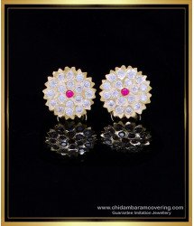 ERG2000 - Gold Design White Stone Impon Stud Earrings for Women
