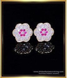 ERG2008 - Impon White Stone Stud Earrings Gold Designs for Women