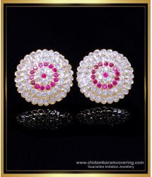 ERG2014 - Impon Earrings Designs Big Round Stone Studs for Women