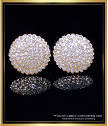 ERG2015 - Real Gold Look White Stone Big Studs Pure Impon Jewellery