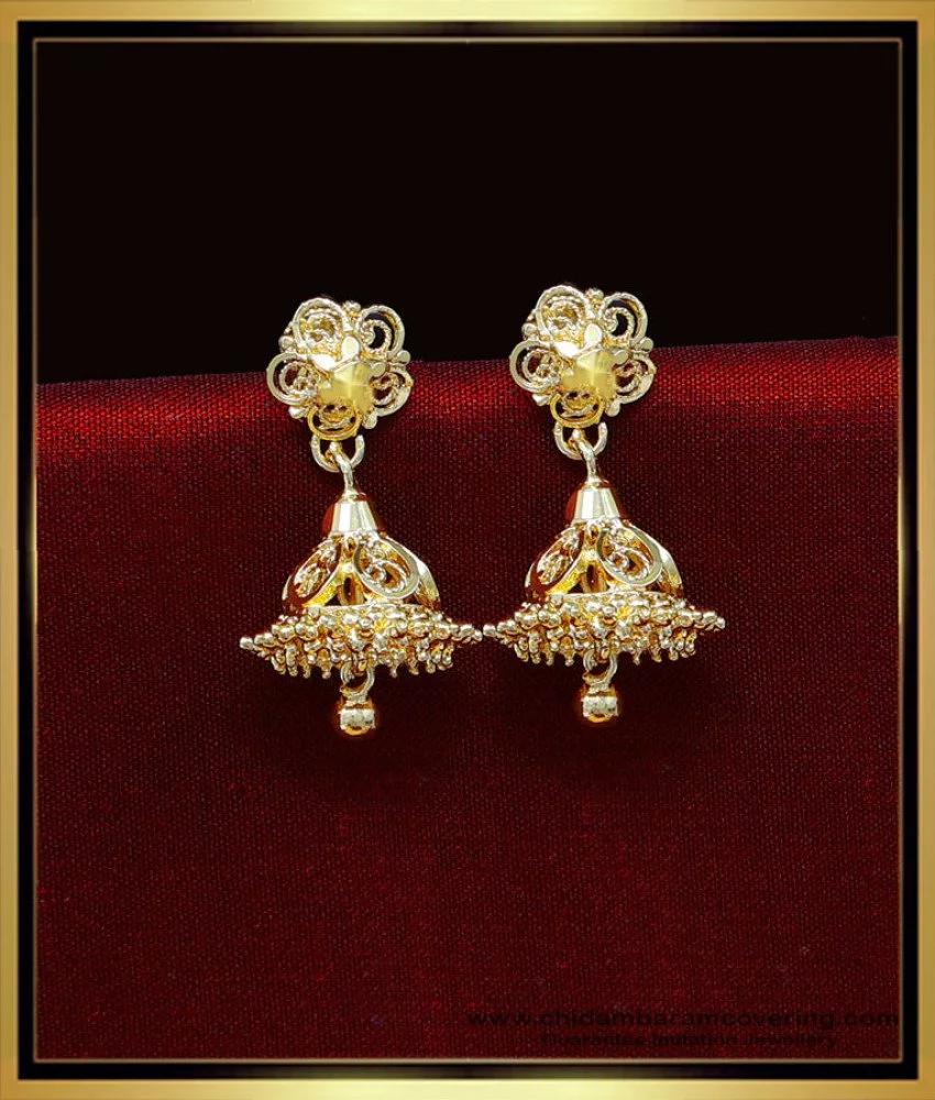 Buy Simple Jhumkas Gold Earrings Designs for Daily Use