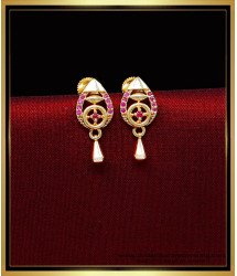 ERG2021 - Cute Gold Design Ruby Stone Stud Earrings for Girls