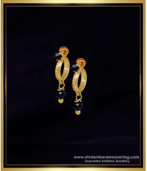 ERG2051 - Black Crystal Small Hoop Earrings Gold Design for Kids