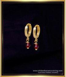 ERG2052 - Unique Pink Crystal Gold Plated Hoop Earrings Gold