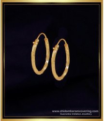 ERG2059 - Trendy Simple Plain Gold Bali Designs for Daily Use