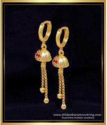 ERG2066 - 1 Gram Gold Daily Wear Hoop Earrings with Jhumka Design