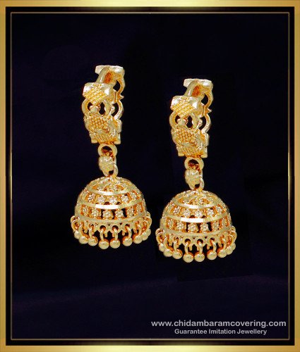 ERG2067 – Gold Look Gold Covering Bali Jhumka Earrings for Girls