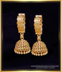 ERG2068 - Traditional Gold Hoop Earrings with Jhumka for Women