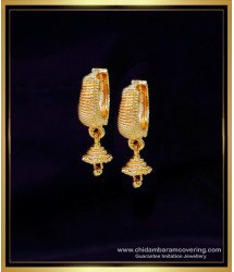 ERG2072 - 1 Gram Small Gold Daily Use Hoop Earrings with Jhumka