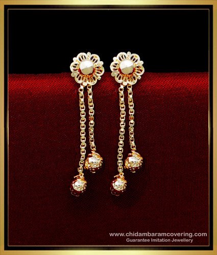 ERG2076 - Simple Gold Earrings Design Hanging Model Daily Use