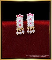 ERG2078 - Impon Daily Use White Stone Gold Earrings Design Tops