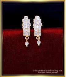 ERG2081 - Gold Design White Stone Daily Use Impon Stud Earrings