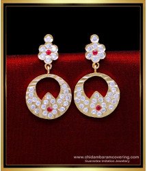 ERG2086 - Traditional Impon Stone Earrings Gold Designs for Wedding