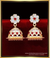 ERG2090 - South Indian Traditional Stone Impon Earrings Jhumka