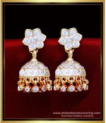 ERG2091 - First Quality Impon Jewellery White Stone Jimikki Earrings