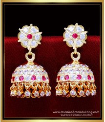 ERG2095 - Traditional Stone Big Bridal Jhumka Earrings Gold Design