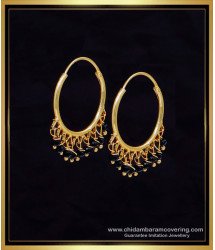 ERG2107 - Attractive Black Crystal Beaded Hoop Earrings for Women