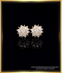 ERG2110 - White Stone Small Daily Wear Stud Earrings Gold Design