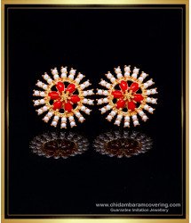 ERG2111 - Unique Pearl and Red Coral Ear Rings New Models Online