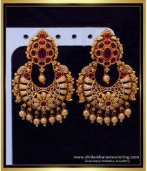 ERG2121 - Premium Quality Antique Chandbali Earrings Gold Pattern