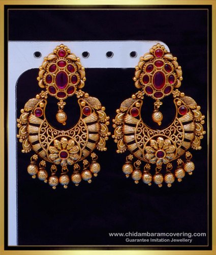 ERG2121 - Premium Quality Antique Chandbali Earrings Gold Pattern