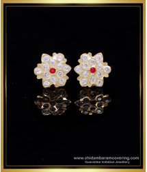 ERG2126 - Impon White Stone Daily Wear Stud Small Gold Earrings