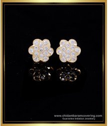 ERG2129 - Cute White Stone Impon Kammal Gold Plated Stud Earrings