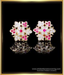 ERG2147 - New Model White and Ruby Stone Stud Earrings for Women