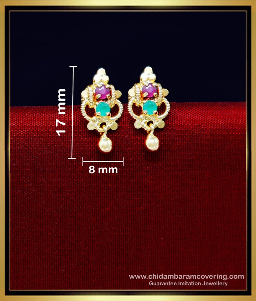 Small Multi Stone Daily Use 1 Gram Gold Plated Earrings