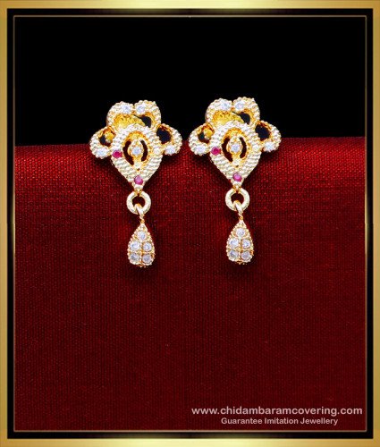 ERG2171 - One Gram Gold Plated Simple Stone Earrings Design