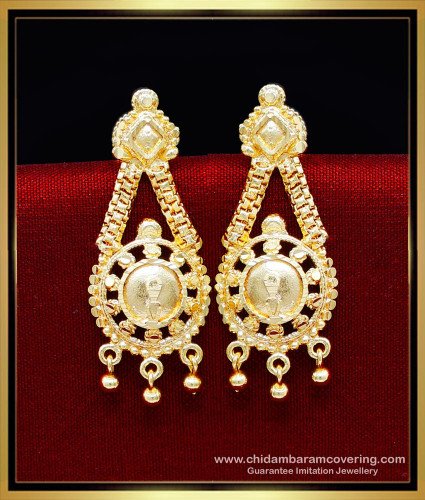 ERG2183 - Gold Model South Indian Long Earrings for Wedding