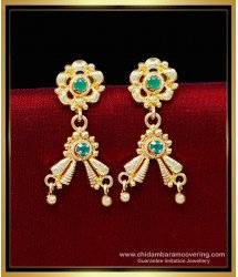 ERG2185 - Attractive Gold Plated Emerald Stone Earrings Hanging