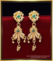 ERG2186 - 1 Gram Gold Daily Wear Ruby Stone Earrings Design