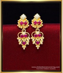 ERG2188 - Attractive Ruby Stone Earrings Gold Design for Girls