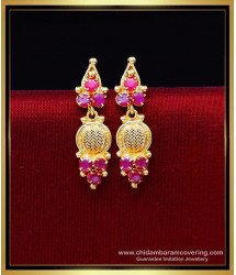 ERG2189 - Unique Gold Earrings Designs Ruby Stone Kammal Model