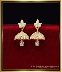 ERG2191 - Traditional White Stone Jhumka Earrings Gold Model