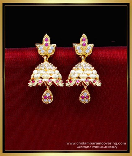 ERG2192 - Latest Ad Stone Jhumka Wedding Gold Earrings Design