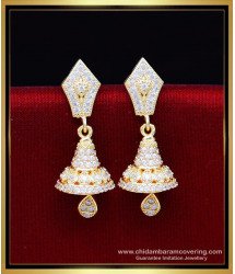 ERG2195 - Diamond White Stone Jhumkas Gold Earrings Design