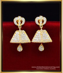 ERG2197 - Unique Diamond White Stone Jhumka Designs Gold Latest