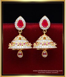 ERG2201 - Stone Jhumka Earrings Wedding Gold Earrings Design