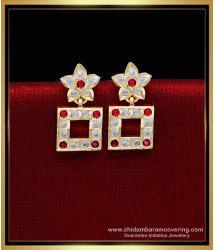 ERG2215 - Latest Impon Small Gold Earrings Designs for Daily Use