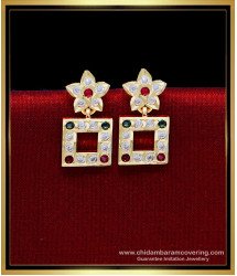 ERG2216 - New Model Artificial Multi Stone Impon Earrings Gold