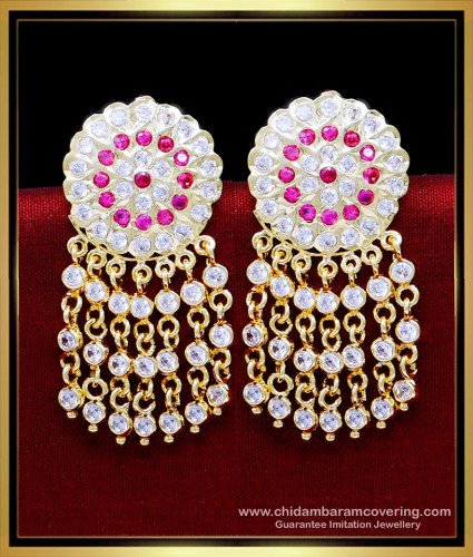 ERG2224 - Traditional Stone Earrings Gold Design for Wedding