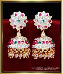 ERG2226 - Wedding Wear Impon White Stone Jhumka Earrings