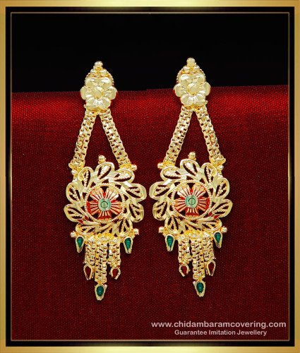 ERG2228 - Best Quality 2 Gram Gold Earrings Models for Women