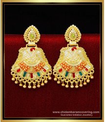 ERG2229 - Bridal Wear Enamel Coated Big 2 Gram Gold Earrings